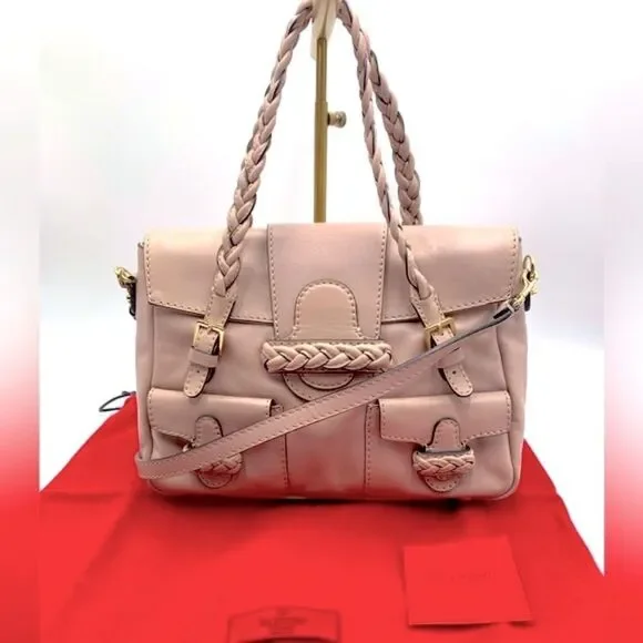 Auth Valentino Gavarini Histoire Satchel Preloved Pristine Pale Pink Beige - Picture 9 of 16